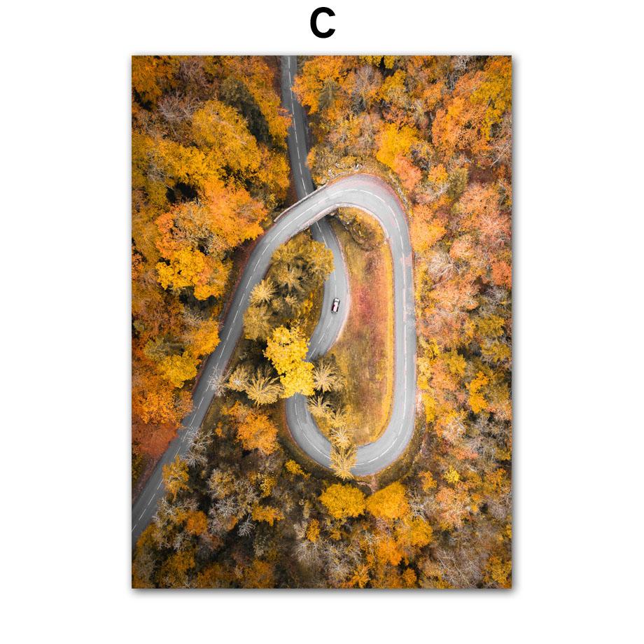 Autumn Lake Forest House Pumpkin Flower Landscape Wall Art Canvas Painting Fall Posters Prints Pictures for Living Room Decor