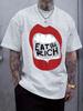 Eat the Rich' Graphic Print Short-Sleeve T-shirt - Lightweight Polyester Blend