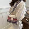 Ethnic Style Fashion Shoulder Bag 2024 Spring New Simple Large Retro Single Shoulder Slant Small Square Bag Blue