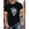 European Size Men's Summer T-Shirt - Edgy Punk Rock Style with Skull & Graphics, Short Sleeve Round Neck Casual Tees for Daily Wear, Machine Washable