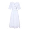 2024 Embroidered Ramie V-Neck Women's Mid-Sleeve Long Dress