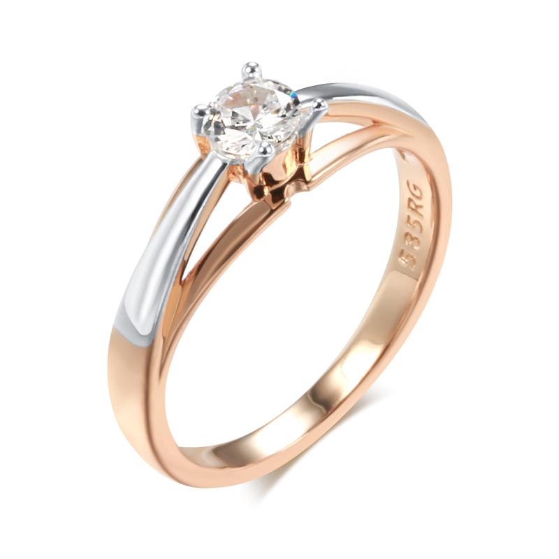 

Kinel Hot Bride Wedding Rings Luxury 585 Rose Gold Silver Color Mix Natural Zircon Setting Slim Design Daily Jewelry for Women 7 белый
