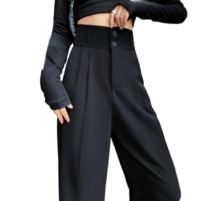 Pantaloni larghi neri di autunno della molla che appendono la sensazione di donne magre