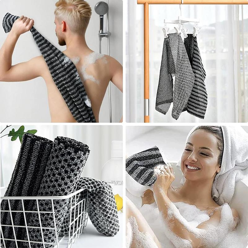 2 Stück Japanisches Peeling-Duschhandtuch-Set Japanischer Reibe-Waschlappen Peeling-Duschhandtuch Handtuchbürste Badezimmerzubehör