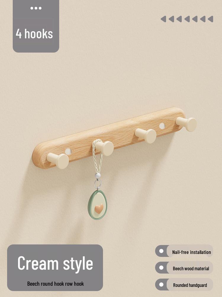 Log Style Wooden Wall-Mounted Coat and Clothes Hook