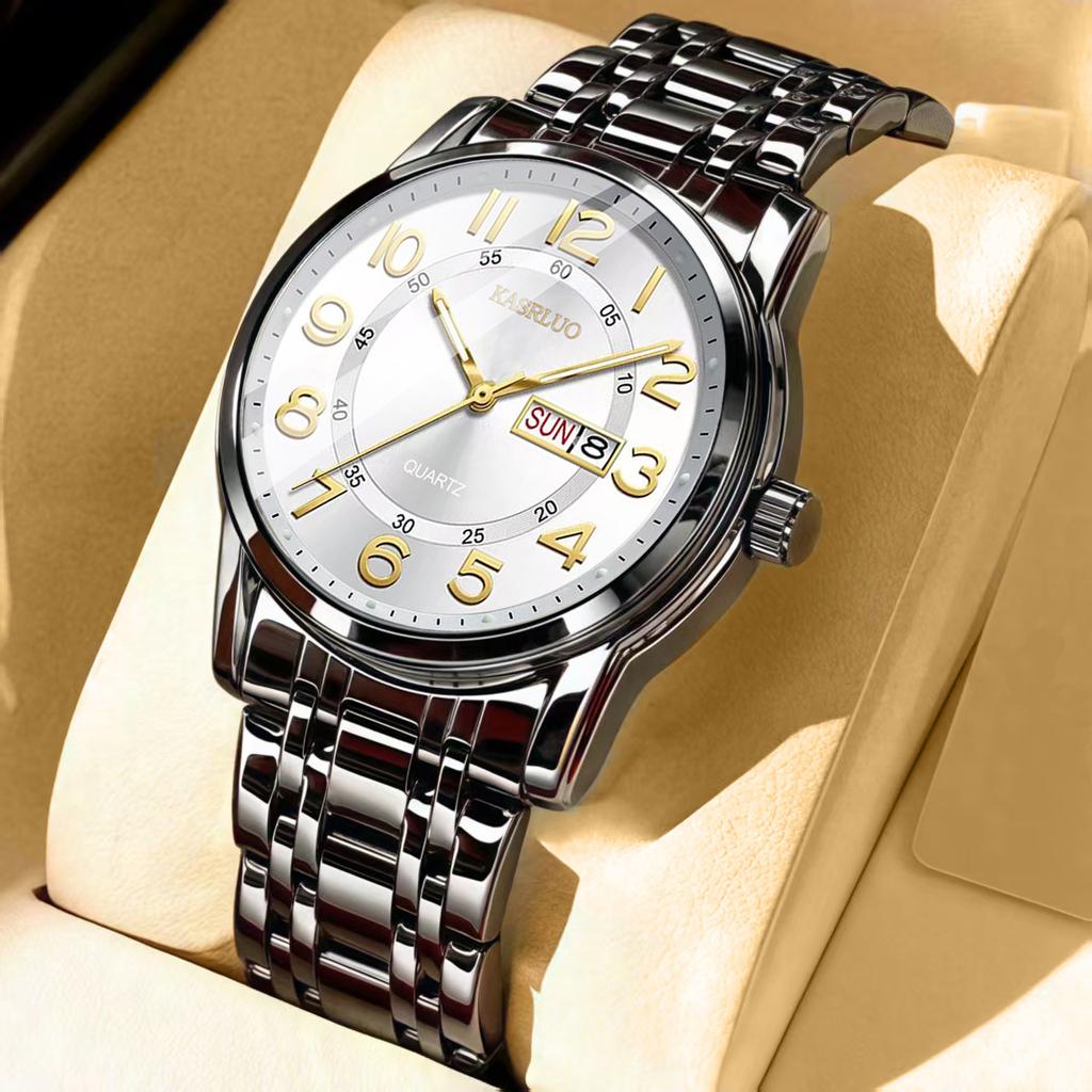 Men'S Watch Double Calendar Fashion Casual Business Simple High-End Quartz Watch