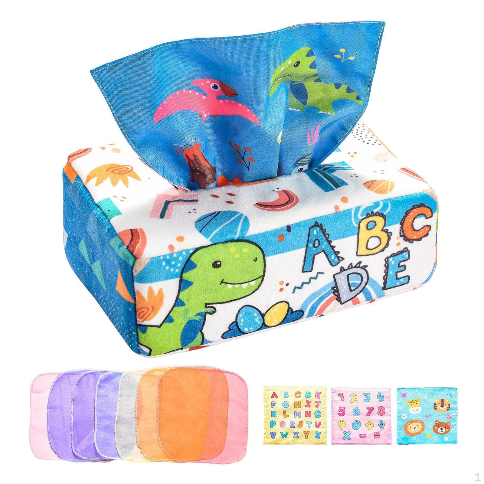 Busy Pull Tissues Game Toy Sensory Crinkle Scarves for Fine Motor Skill  Dinosaur