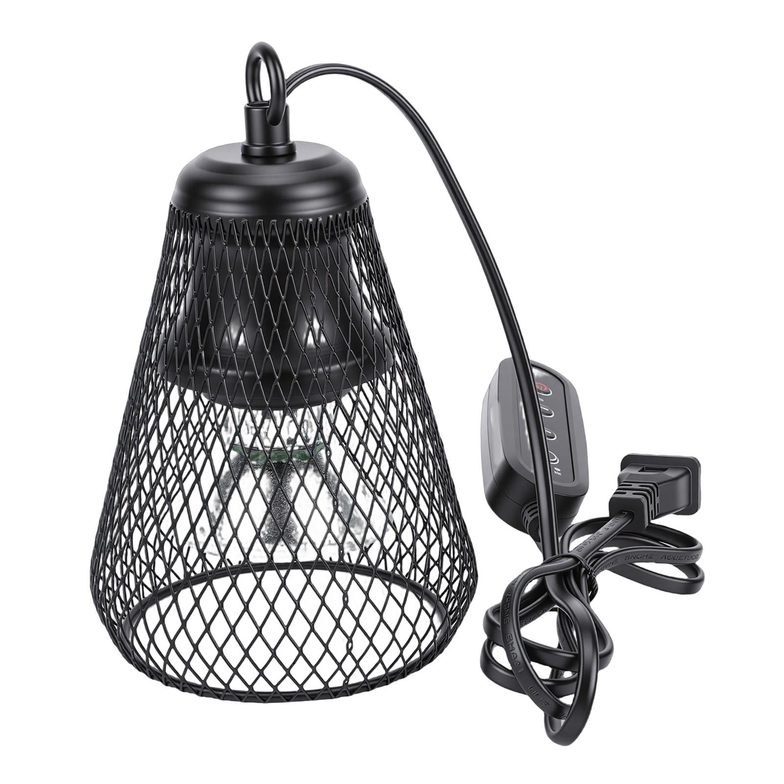 

Reptile Heater Lamp Anti Scald Mesh Cage Lampshade Cover for Turtles Chicks Lizard Snake US Plug