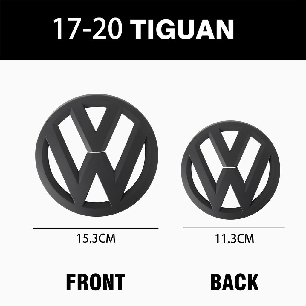 RUN1 1set Glossy black/Matte black Car Front Grill Badge Emblem Stickers Car Logo Accessories For VW Tiguan MK2 2017-2020 Without ACC