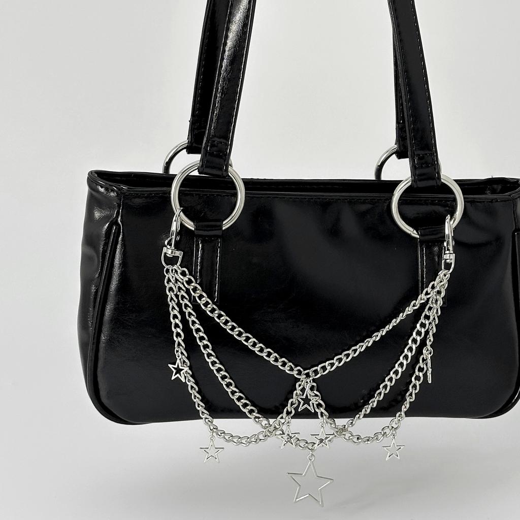 Hip Hop Cross Pentagram Bag Chain Pendant, Fashion Metal Chain Keychain Pendant