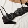Sexy Lace 1/2 Cup Bra Set For Women Ultra-Thin Lingerie French Black Brassiere And Thongs Sets Underwire Underwear