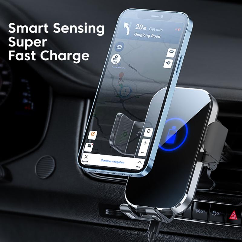 15w Car Phone Holder Wireless Charger Air Outlet 360-degree Swivel Mount Quick Charge Auto-sensing