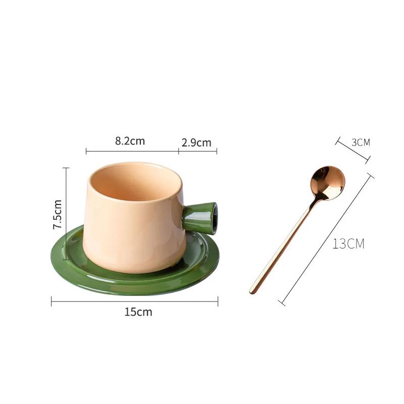 

Minimalism Ceramic Mug Green Cup&saucer Dining Table Coffee Cup Milk Tea Mugs Afternoon Tea Teacup Fruit Juice Container 320ml