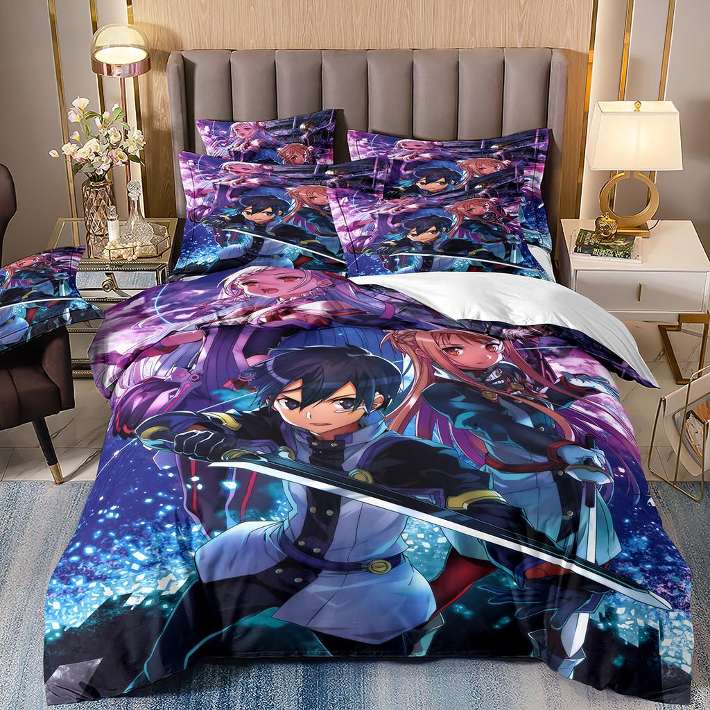 NEW Anime Sword Art Online Comfortable Duvet Quilt Cover Pillowcase Bedding Set Children Bedroom Decoration Home Textile