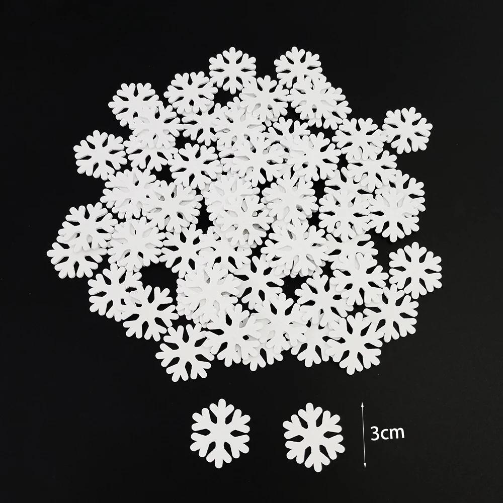 50Pcs Mixed Christmas Wood Chips Christmas Wooden Decoration Snowflake Chips Elk Xmax Tree Ornament Christmas Diy Craft Supplies