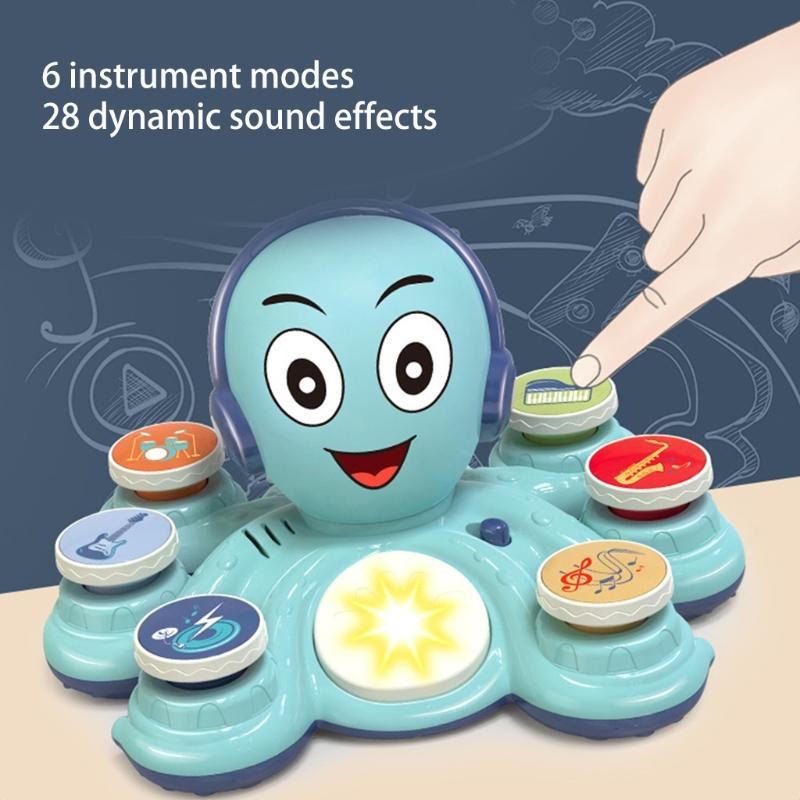 Children’s Sound Toy Electric 3-in-1 Multifunctional Baby Drum Pounding Toy with 28 Music & Light Kids Educational Toy