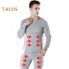 2Pcs/Set Men Warm Suit O-Neck Long Sleeve Tops Elastic Waist Long Pants Set Solid Color Plush Lining Pajamas Set