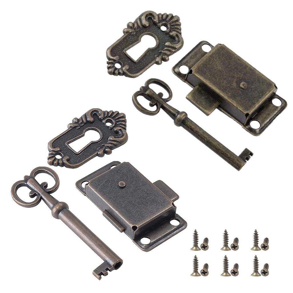 Serrature per Cassetti in Ferro Battuto a Filo Serratura Decorativa per Mobili Serratura Antica per Scatola Porta Gioielli con per Chiave per Casa
