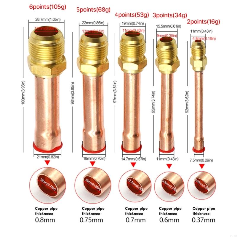 Pipe for Air Conditioner, 4pcs Flare Connector, Male Thread Adapter
