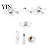 E27 Socket Fan 3/4/5 Blade Ceiling with Light & Remote Control, 2-in-1 Silent LED Drone Compact Ventilation Lamp Foldable Blades, 3-Speed Dimmable for