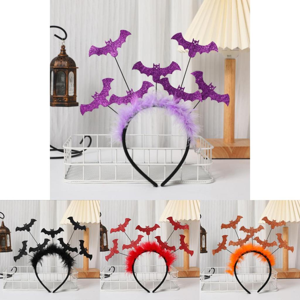 Bat Headband Halloween Festival Headwear With Gold Dust Details For Costumes And Events