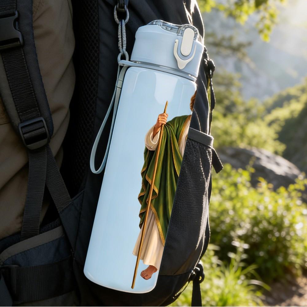 1PC Saint Joseph Religious Figure 750ml Color Plastic Sports Water Bottle Leakproof Flip Straw Lid Suitable for Sports Office Home Use