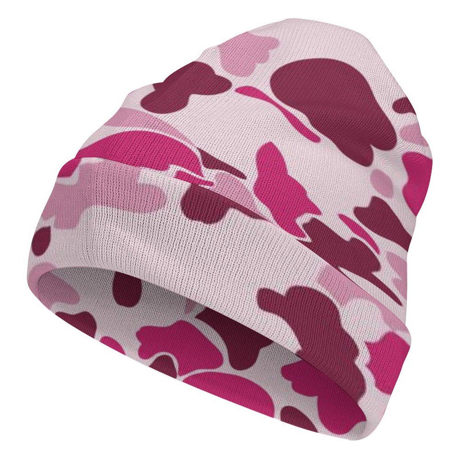 High Quality Streetwear Pastel Purple Camo Beanie Warm Knitted Cuffed Beanie Hat Cloud Camo Soft Streetwear Hat for Daily Wear