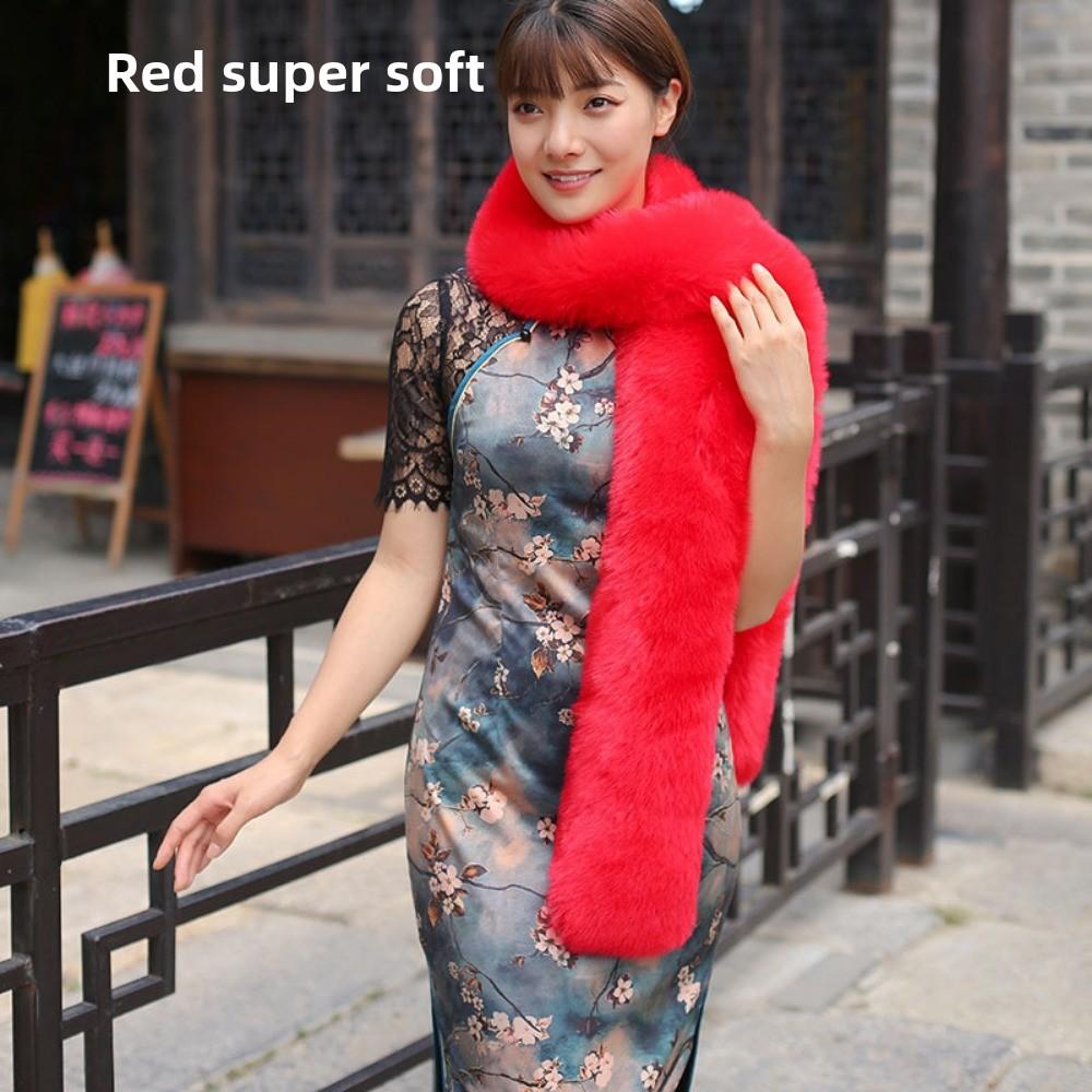 

Осень и Зима Имитация Мехового Воротника Имитация Лисьего Меха Мех Енота Шаль Удлиненный Толстый Шарф Теплый Шарф Шаль Меховой Воротник 180CM Scarf