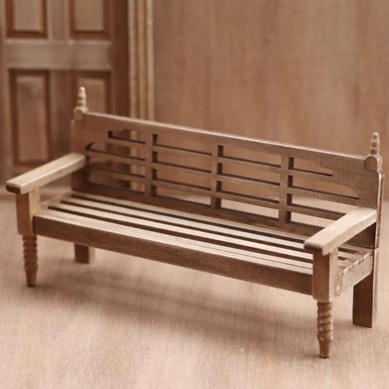 Realistic Wooden Dollhouses Chair 1/12 Scale Miniature Furniture Model Figurine For Park Scene Decoration Craft Project