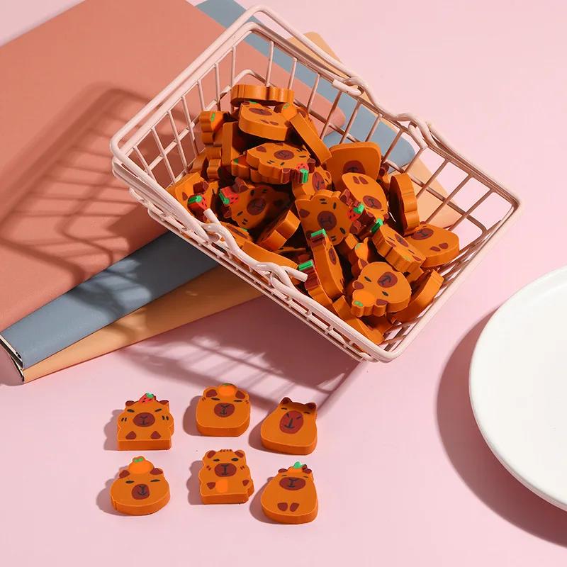 10Pcs/Lot Cartoon Animal Pencil Eraser Creative Cute Capybara Cutting Rubber Erasers Gift Kids Kawaii School Office Stationery