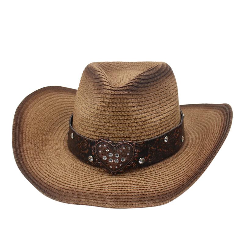 Ethnic Style Camping Sun Hat Hiking Mountain Hat Male Western Cowboy Big Love Straw Hat Female Mountain Climbing Sun Protection Hat