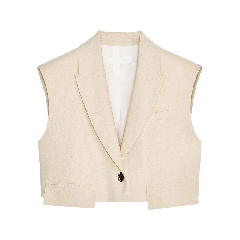 Zaprha 2025 Summer New Linen Blend Short Vest 2406998