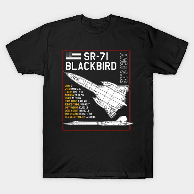 

Men Black Print T-shirt Sr-71 Blackbird Blueprint Us Spy Plane Aircraft Plane Airplane No-Cut Transfer Paper Print Cotton Tshirt M