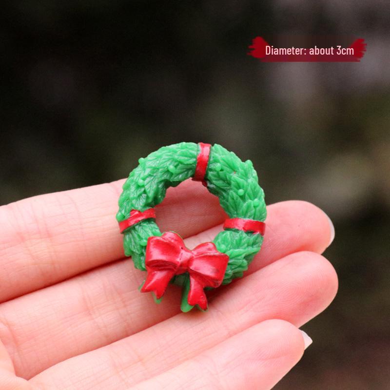 Handmade Mini Sleigh with Santa Claus Christmas Ornaments for Cake and Micro Landscape Decor