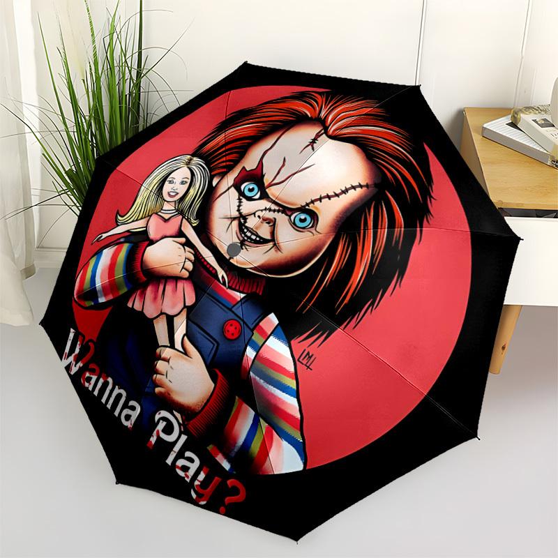 1pc Chucky Automatic Open/Close Umbrella Folding Umbrella, Portable Compact Travel Umbrella, Birthday/Christmas Gift for Men & Women L1110y27