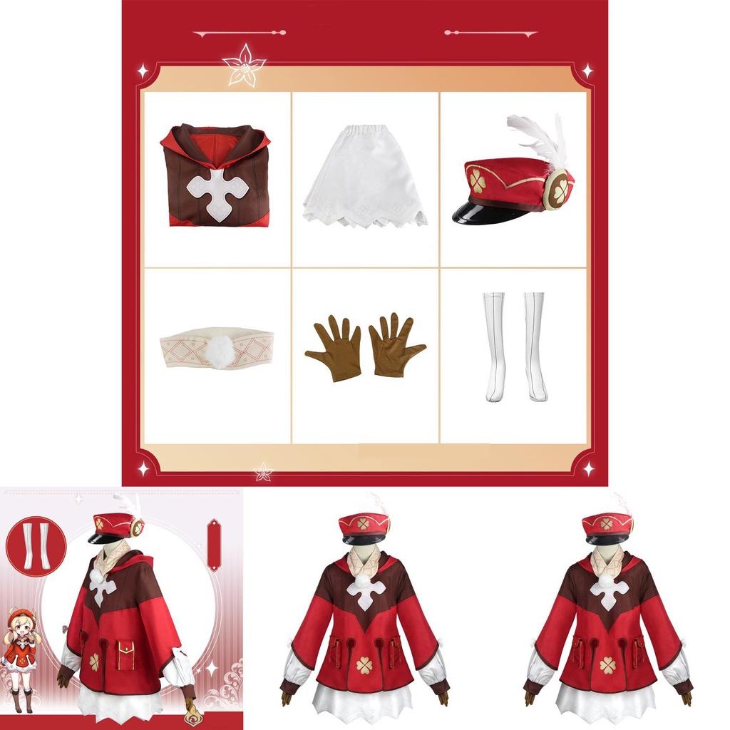 Authentisches Genshin Impact Klee Cosplay Komplettset Kostüm mit detailliertem Party-Outfit