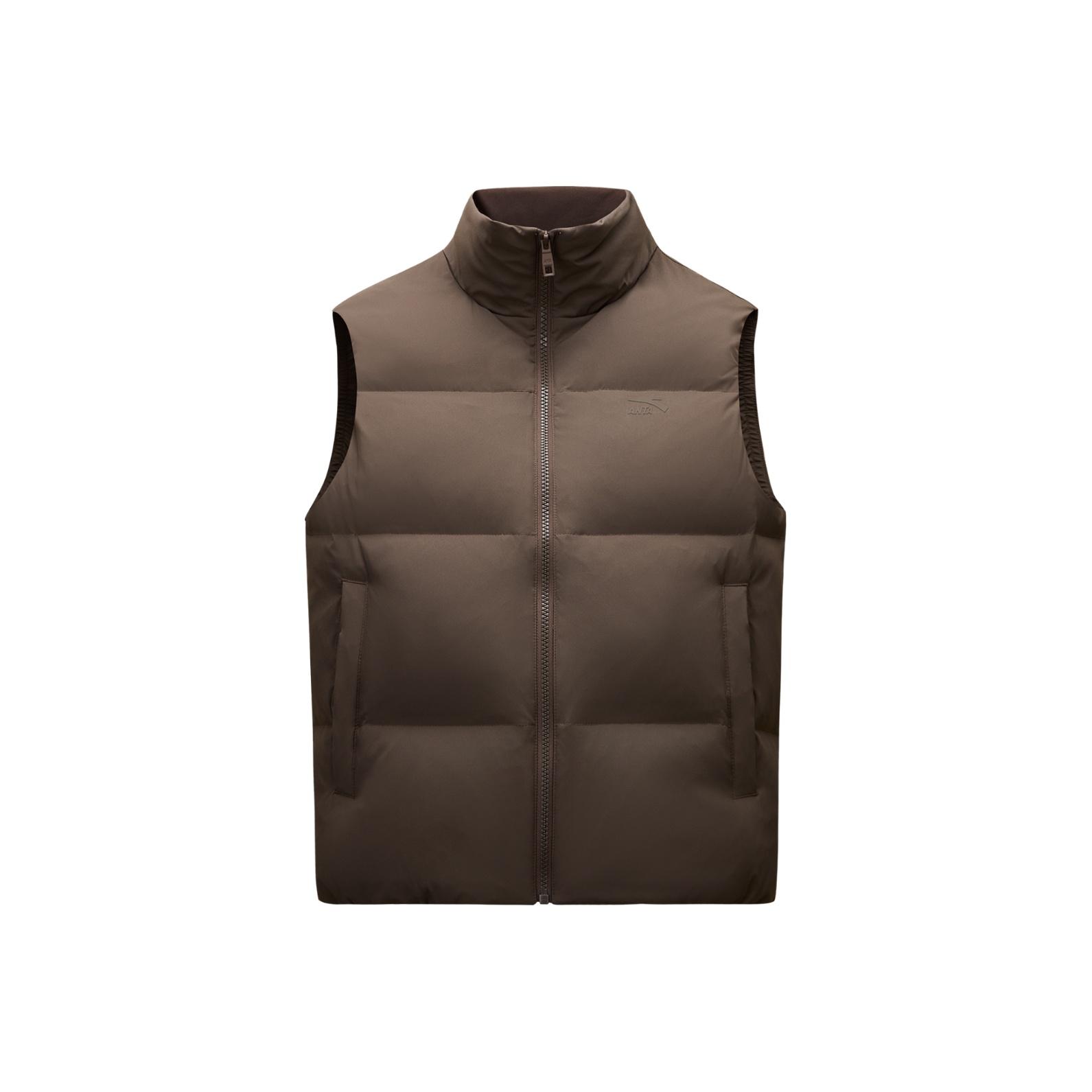 Anta Training Series Coffee Brown Men s Stand Collar Warm Down Vest 962548905-2 2XL