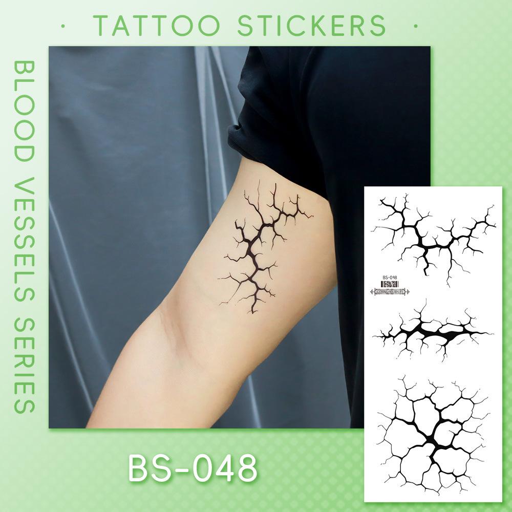 Ricalon Halloween Vein & Lightning Flame Tattoo Stickers, Waterproof & Sweatproof