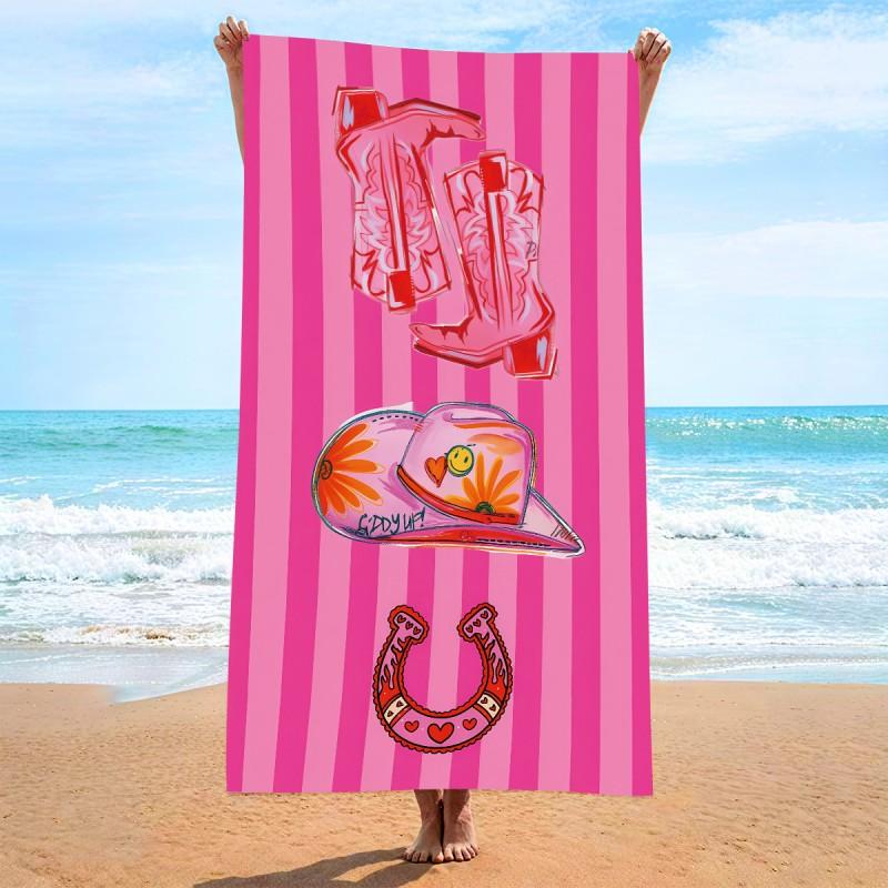 Ultra Soft Microfiber Beach Towel With Quick Dry Antibacterial Ion Print Design Pool Travel Outdoor Use