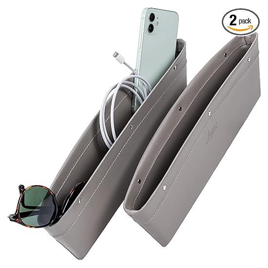 

Car seat gap storage box-2 pieces, gray artificial leather-suitable for 0.5-inch-2-inch slots чёрный