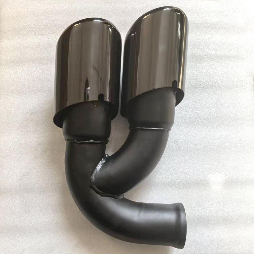 Quad Exhaust Tips for Porsche Cayenne, Macan, Panamera, 718 - Modified Black Titanium Stainless Steel