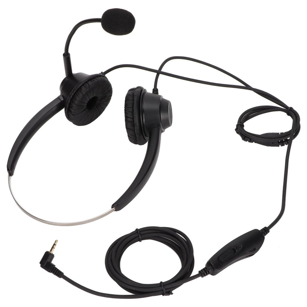 2.5mm Telephone Headset Binaural Noise Cancelling Call Center Earphone with Mic Mute for Business Cu