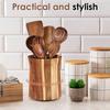 360° Rotating Utensil Holder Wood Kitchen Tableware Storage Holder Nonslip Countertop Organizer for Home Cooking Tool Organizer