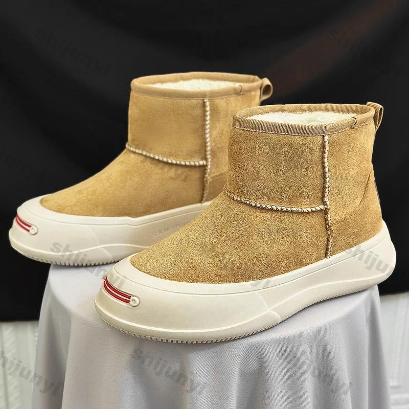 Men Leather High Top Snow Boots Fashion British Style Ankle Boots Men Autumn Winter Cotton Boot Anti Slip Outdoor Casual Shoes