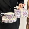 OLOEY Purple Iris & Rose Ceramic Coffee Cup Set