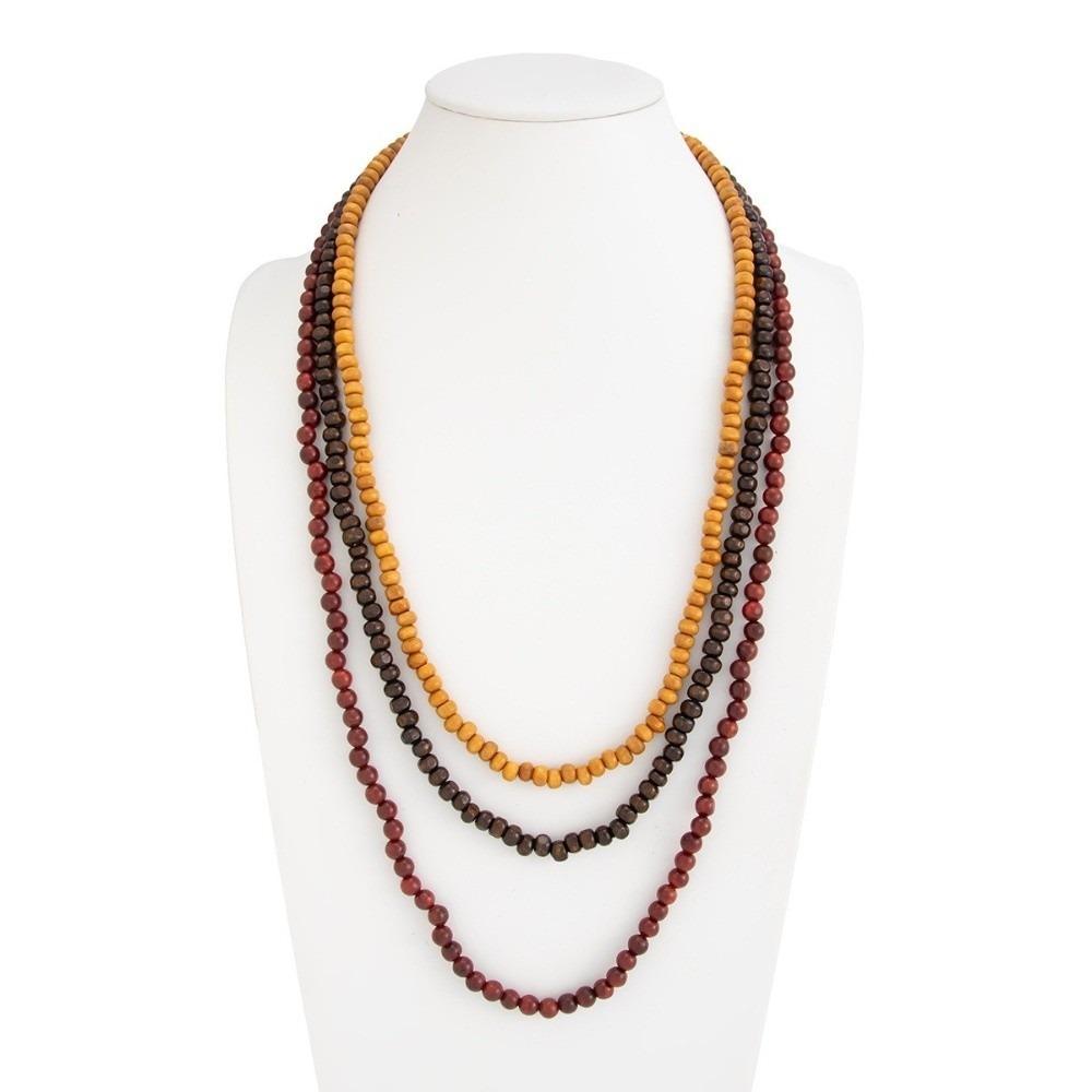 Lange Holzkugel-Halskette im Vintage-Stil Stapelbare Perlenhalskette Pulloverkette Schmuck Geschenke