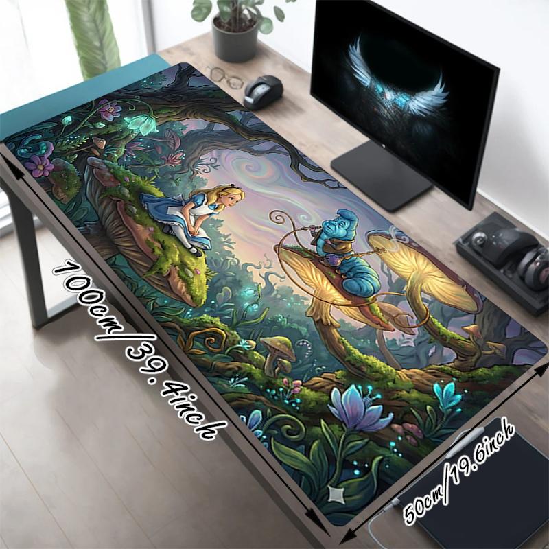 1Pc Alice Wonderland Gaming Mouse Pad Keyboard Desk Mat Non-slip Rubber Lock Edge Waterproof Computer Mousepad for Office Home Decor Y1203
