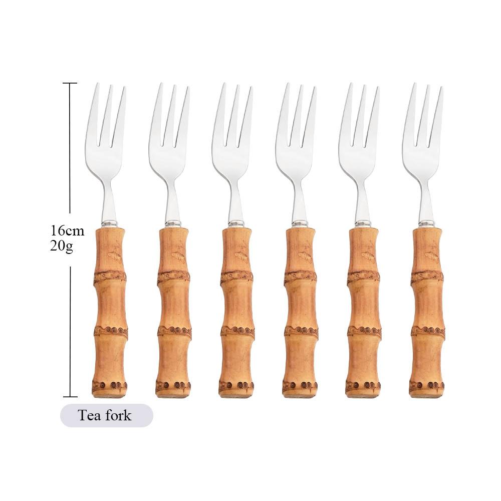 

Набор столовых приборов из 6 предметов, золотой, с натуральными бамбуковыми ручками, 304, из нержавеющей стали, набор столовых приборов высокого класса, нож, десертная вилка, ложка, набор посуды