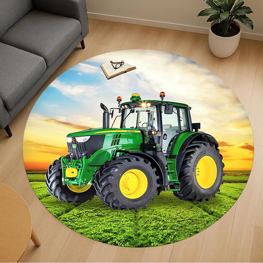 1pc Tractor Field Round Chair Mat Area Rug - Non-Slip, Floor Mat for Office, Bedroom, Home Decor Christmas Gift P0811439
