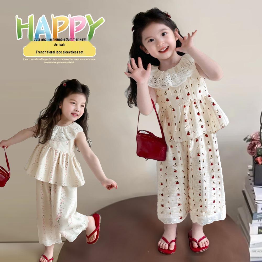 New Girls' Cartoon Sleeveless Summer Skirt Set – Cute & Breathable Two-Piece Outfit